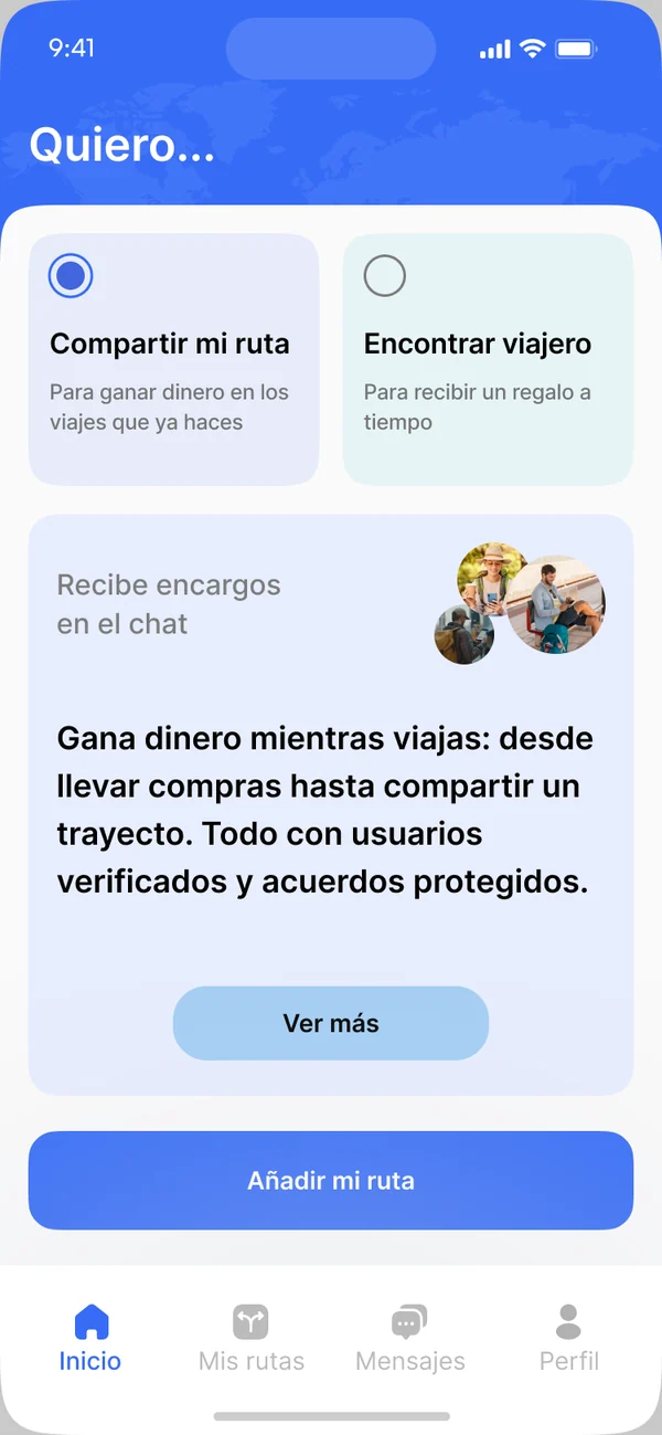 Pantalla para compartir ruta